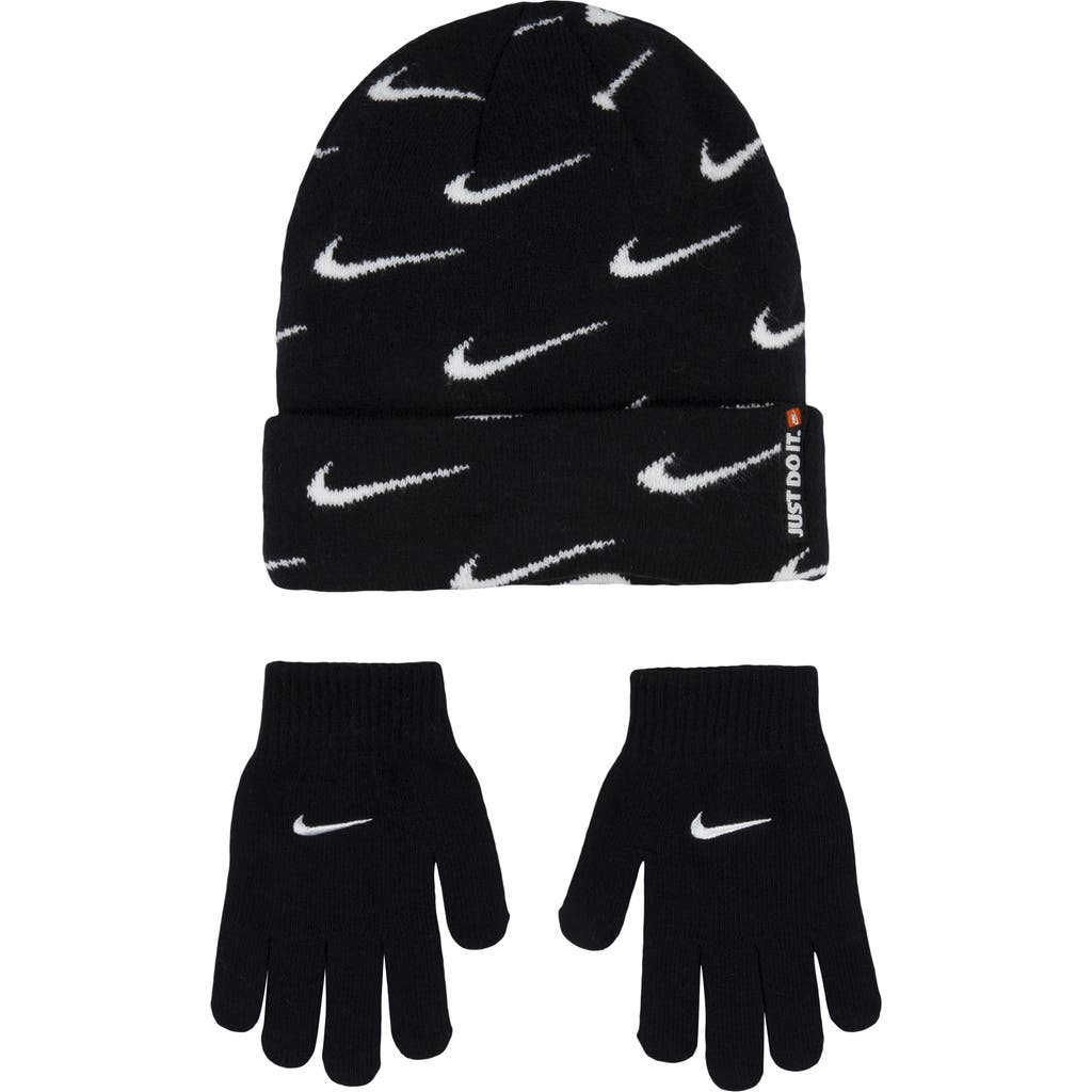 Nike Swoosh Repeat Beanie In Black