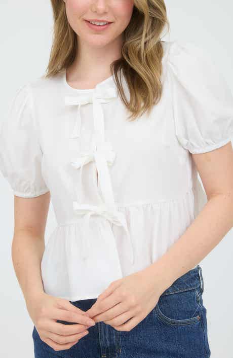 Blu Pepper Bow Embellished Peplum Top