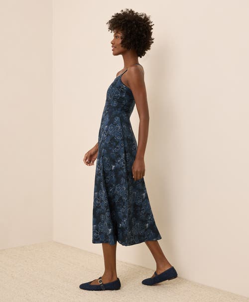 Pact Organic Cotton Fit & Flare Midi Dress In Blue