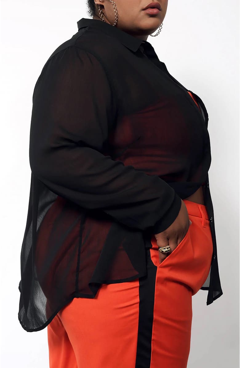 WILDFANG The Empower Long Sleeve Button Up, Alternate, color, Black