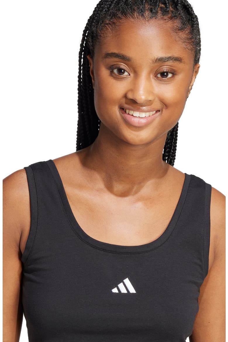 Cropped Stretch Cotton Tank, Alternate, color, BLACK/WHIT