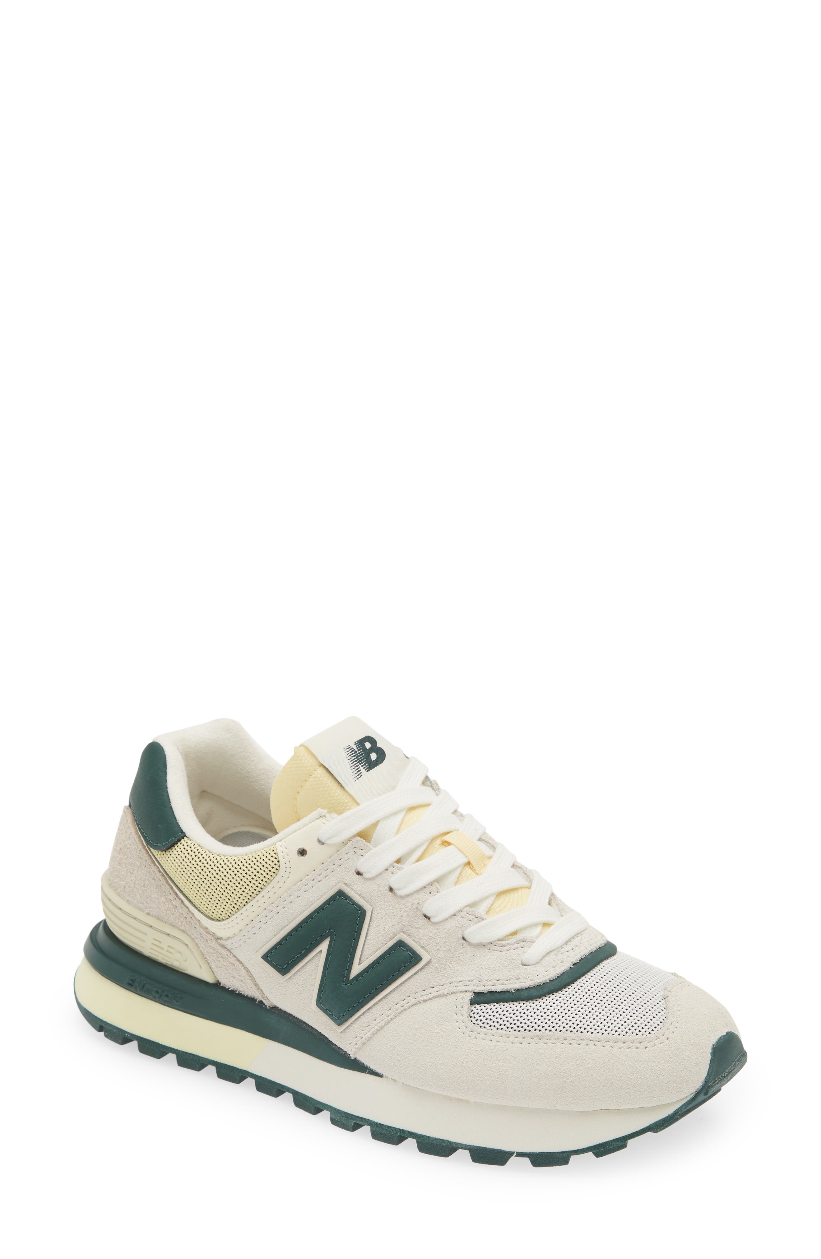 Gender Inclusive 574 Sneaker, Main, color, BRIGHT WHITE/ GREEN