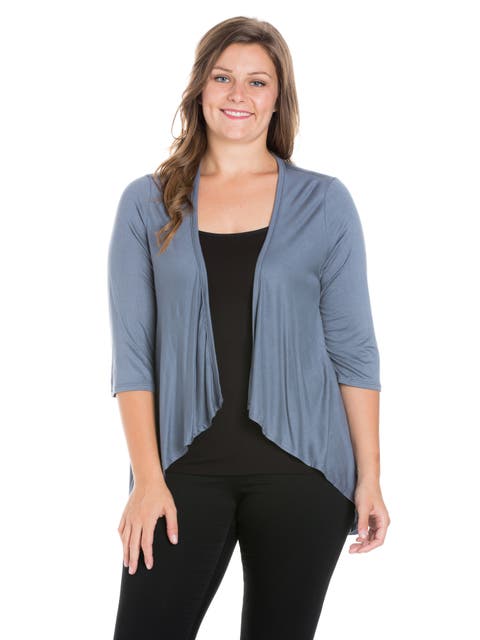 Elbow Length Sleeve Open Cardigan