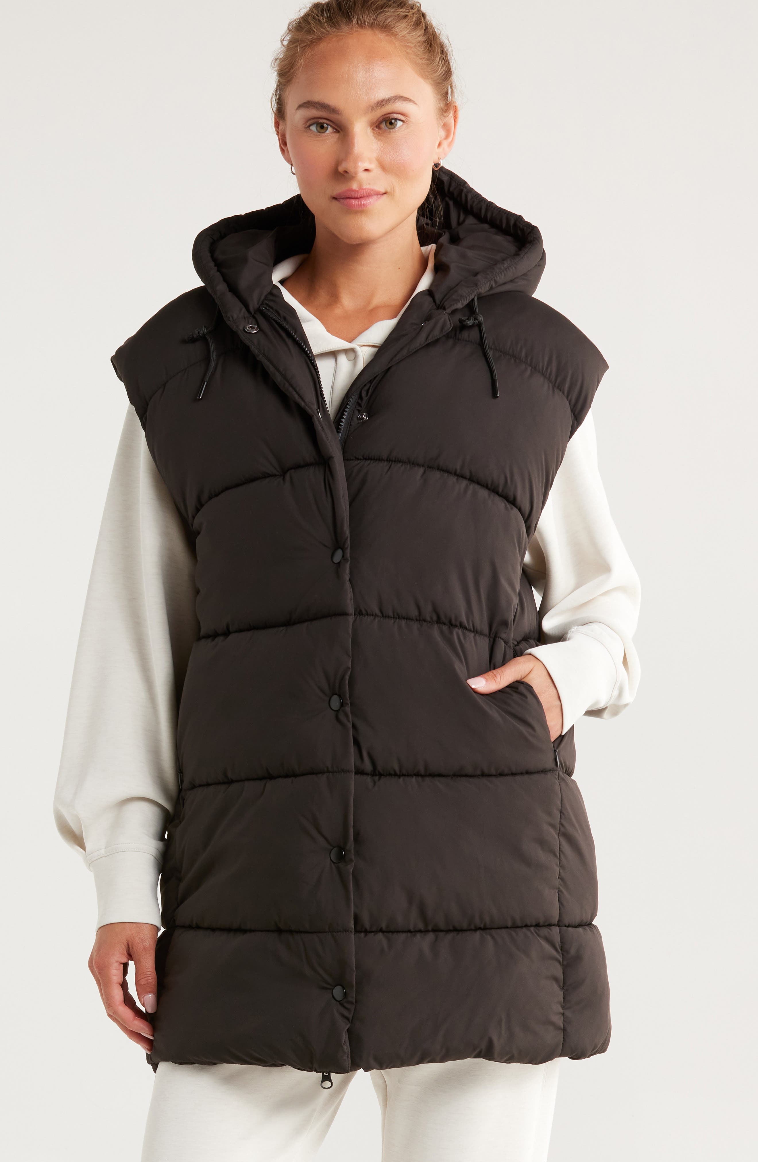 Longline Hooded Puffer Vest (Women) | Nordstrom