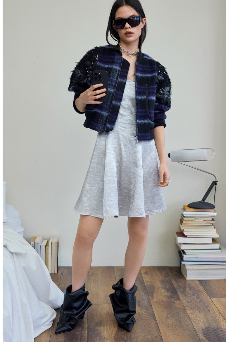 Sequin Appliqué Crop Jacket, Alternate, color, PURPLE