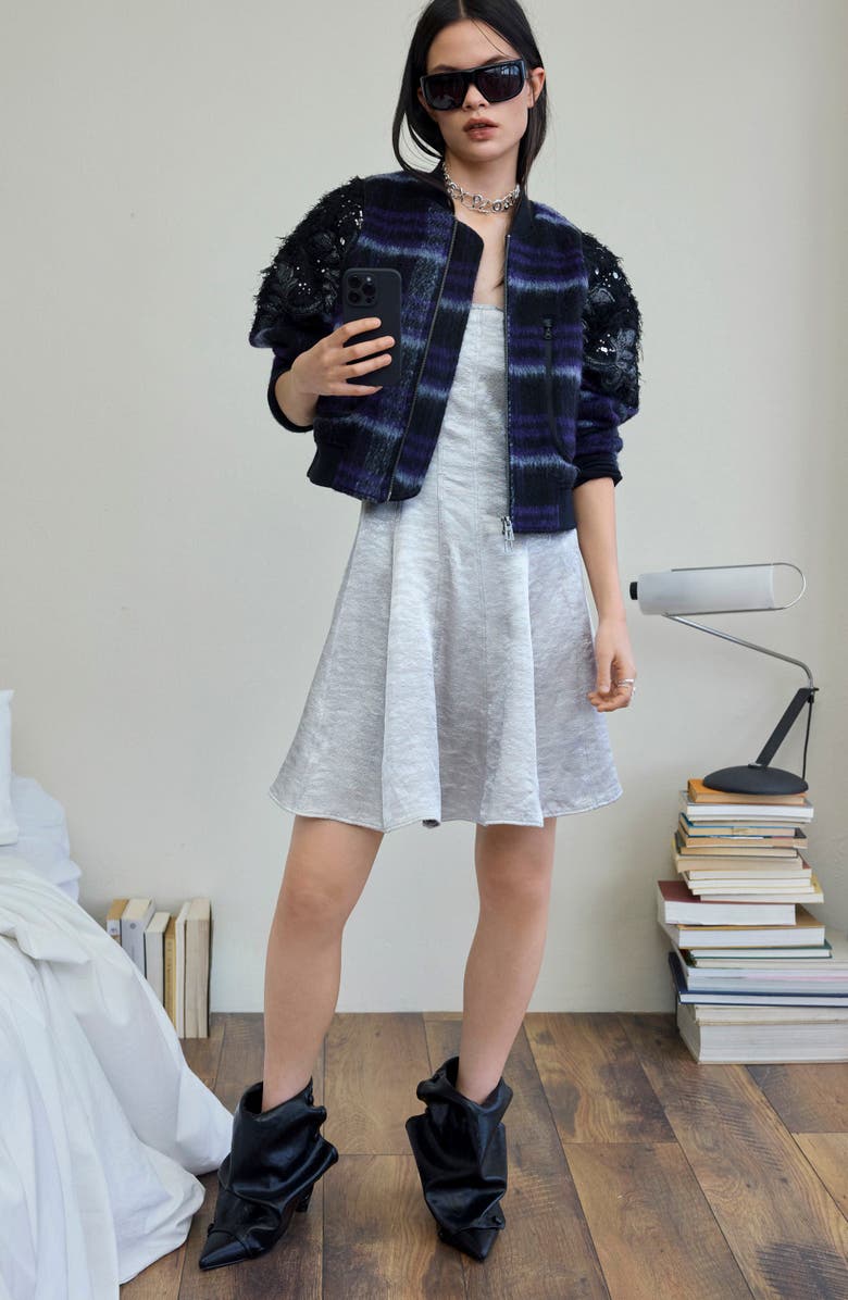 Desigual Sequin Appliqué Crop Jacket, Alternate, color, Purple