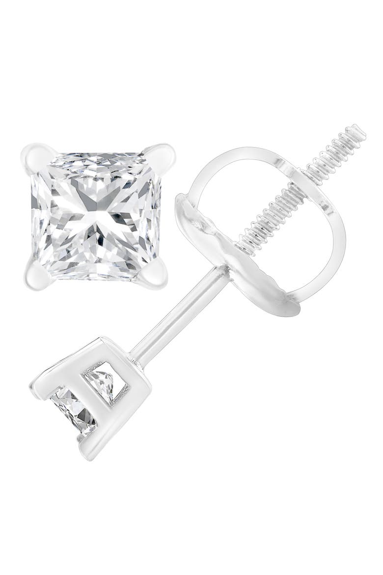 AGS Certified 18K White Gold 1.0 Cttw Diamond Stud Earrings, Alternate, color, White