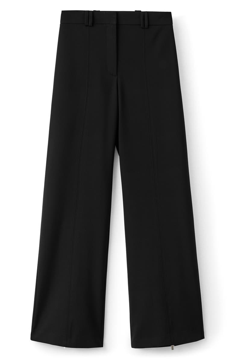 MANGO Pleated Straight Leg Pants with Side Zip Hems, Main, color, Black