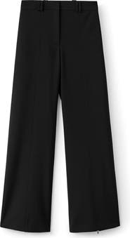 MANGO Pleated Straight Leg Pants with Side Zip Hems