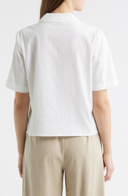 Eileen Fisher Notch Collar Stretch Organic Cotton Button-up Shirt In White
