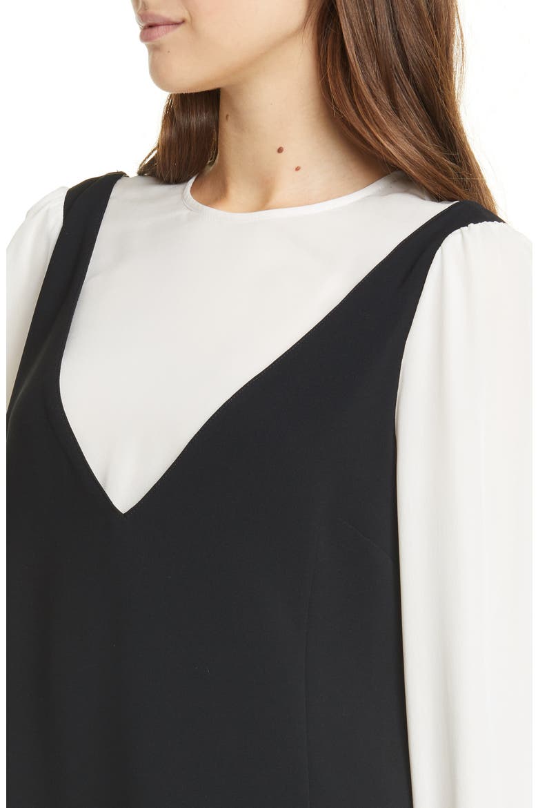 Mercer Layered Long Sleeve Dress, Alternate, color, BLACK/ IVORY