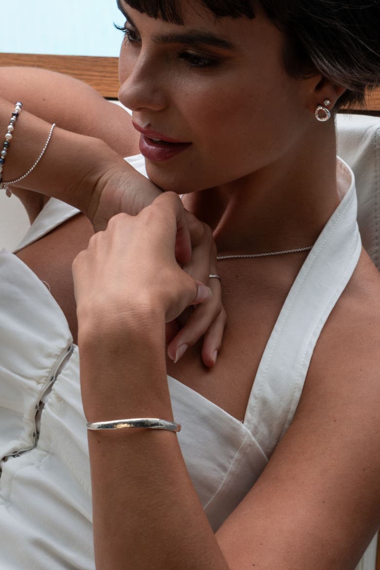 Curved Nomad Cuff Bangle, Alternate, color, Sterling Silver