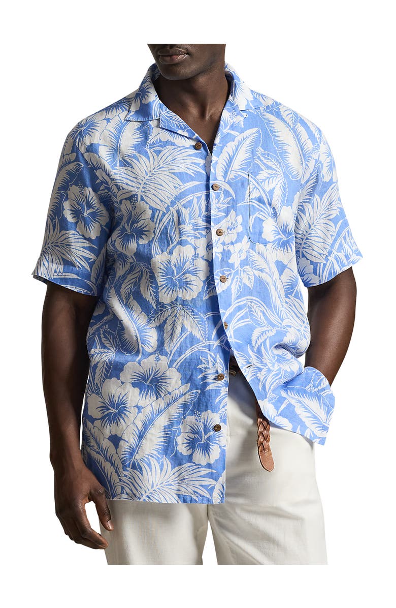 Polo Ralph Lauren Big & Tall Sweetheart Linen Floral Sport Shirt, Main, color, Blue