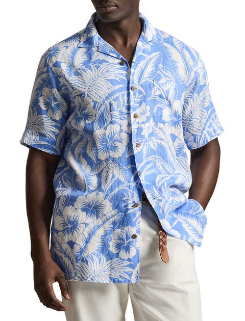 Big & Tall Sweetheart Linen Floral Sport Shirt