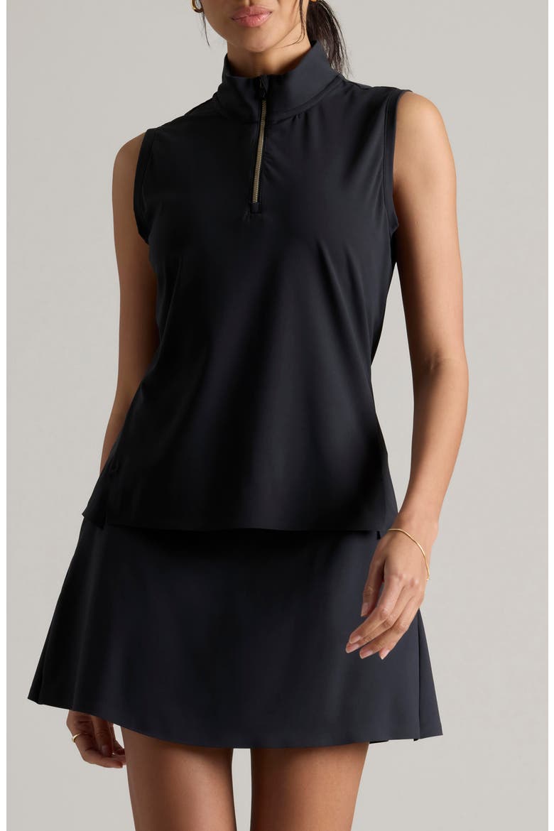 Course to Court Sleeveless Half Zip Top, Main, color, BLACK