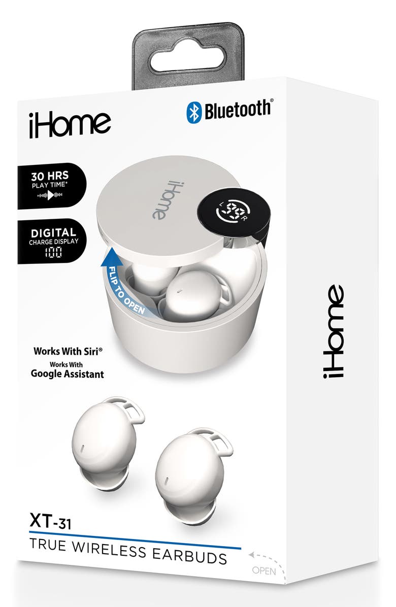 iHome XT-31 Wireless Earbuds with Charging Case, Main, color, White