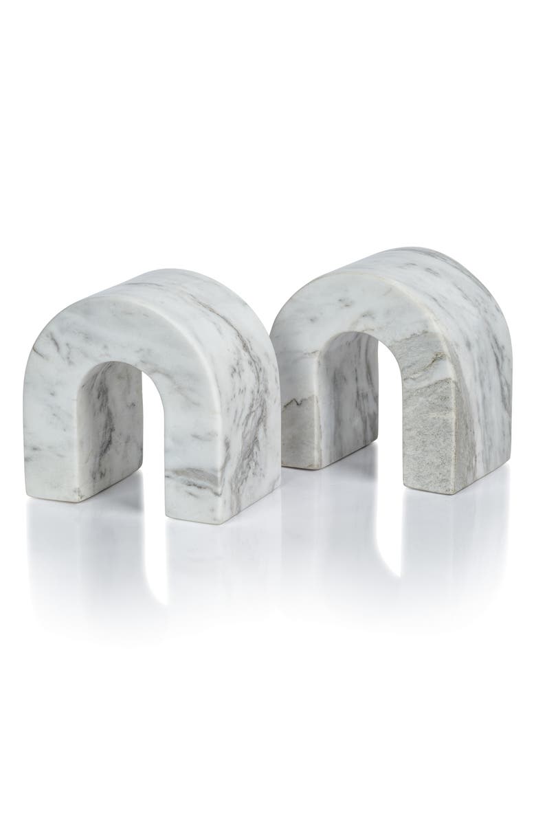 Zodax Martil Set of 2 Marble Bookends, Alternate, color, White