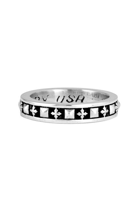 Stackable Studded Ring with MB Crosses