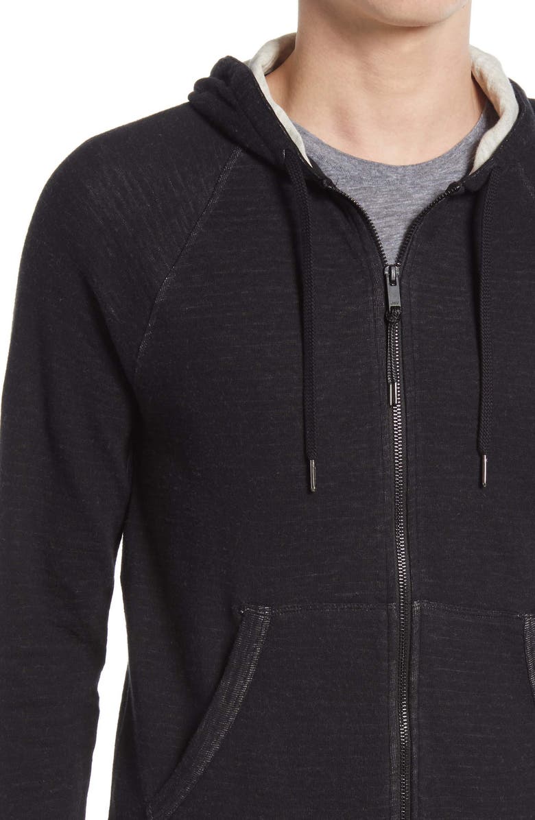 John Varvatos Cotton Blend Hoodie, Alternate, color, Black