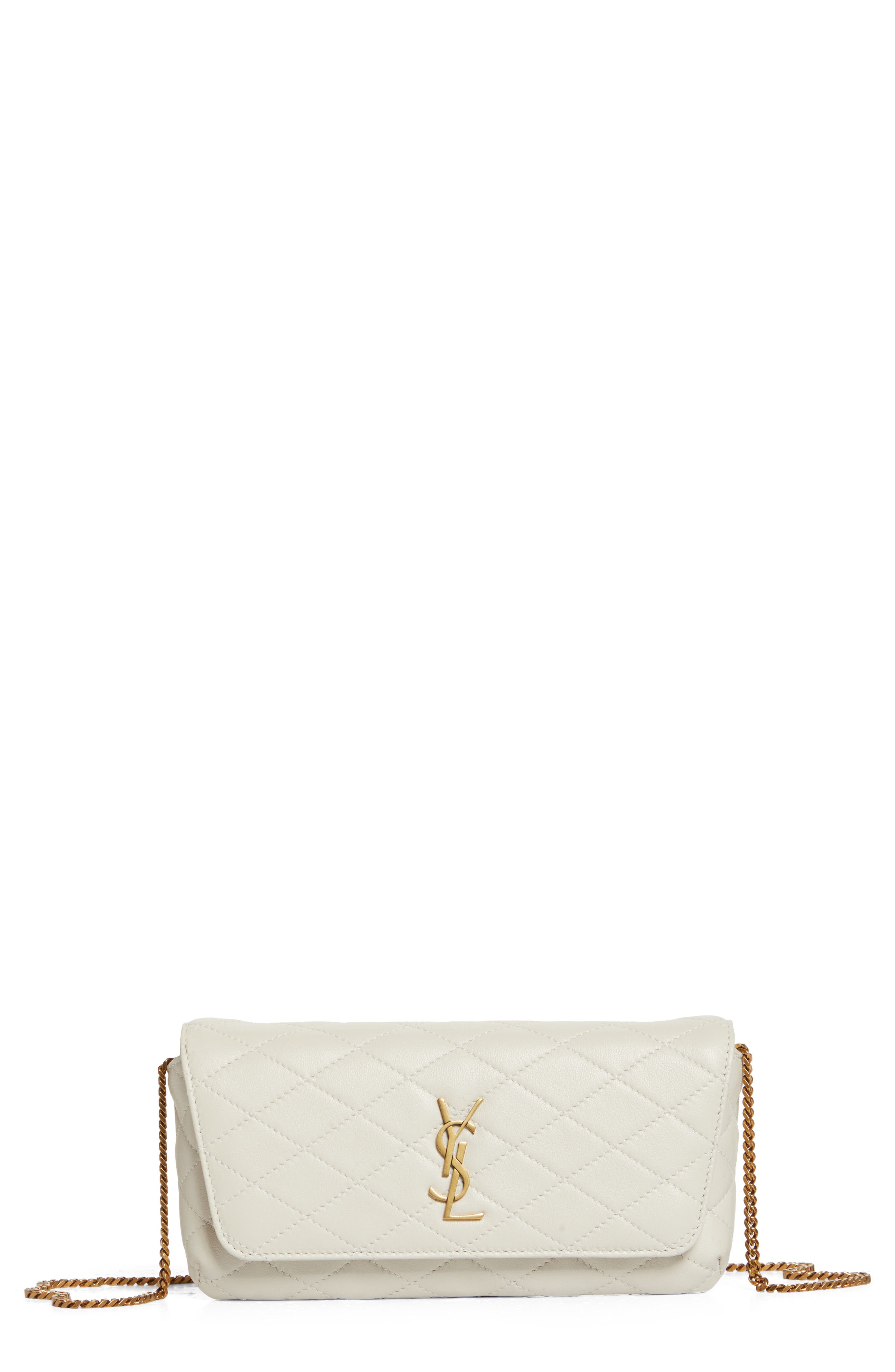 Gaby Quilted Leather Crossbody Phone Pouch, Main, color, BLANC VINTAGE