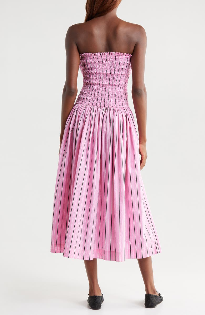 Damson Madder Mia Pink Business Stripe Strapless Cotton Dress, Alternate, color,