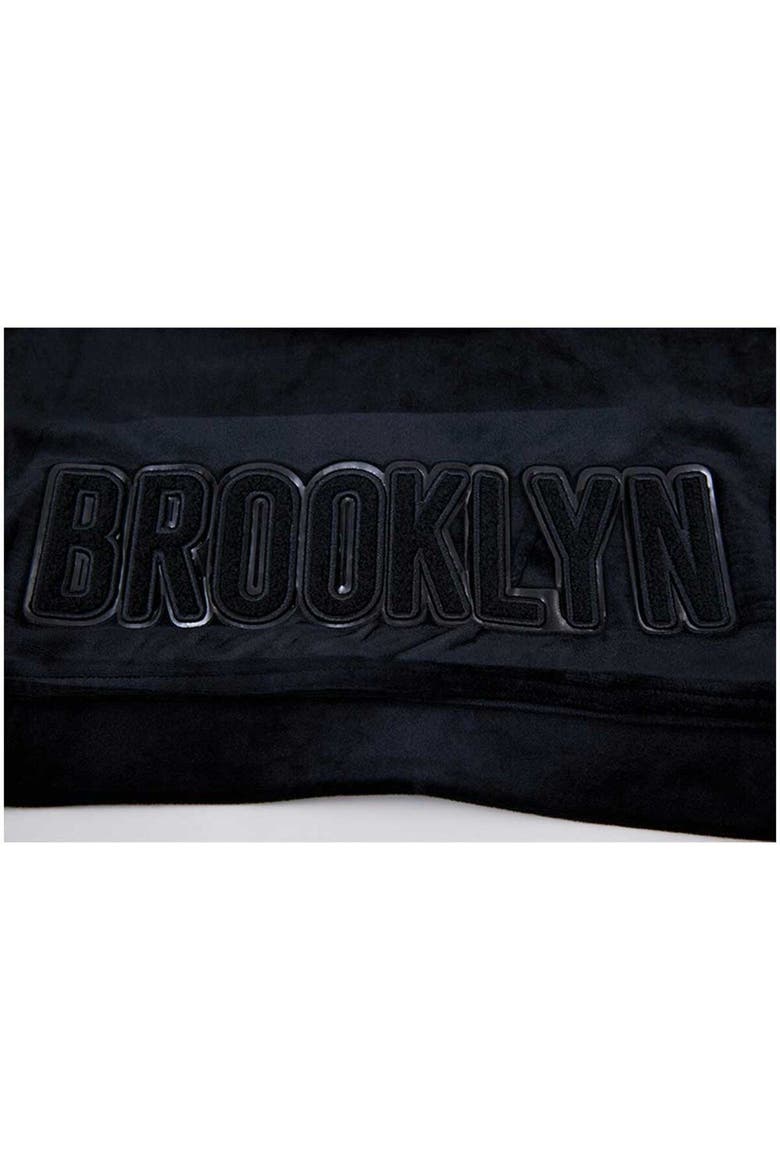 Women's Pro Standard Brooklyn Nets Triple Black Velour Full-Zip Hoodie, Alternate, color, Black