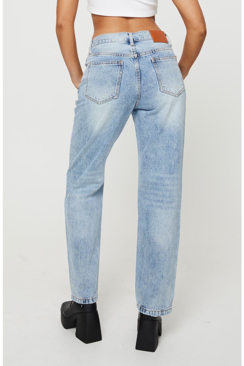 Holly Asymmetric Crossover Waist Rigid Straight Leg Jeans, Alternate, color, BLUE