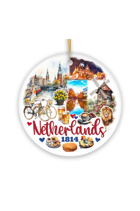 Netherlands 1814 Windmill Canal Ornament - Version 2