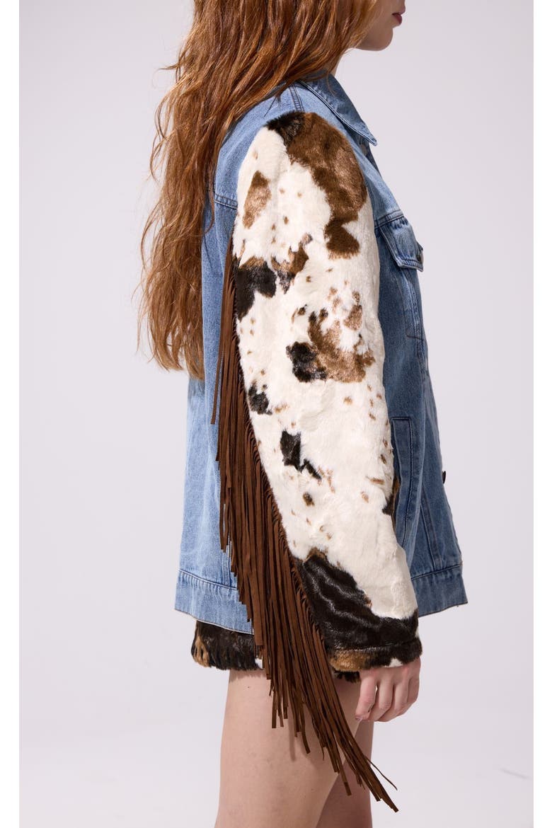 Lila Fringe Jacket, Alternate, color, DENIM