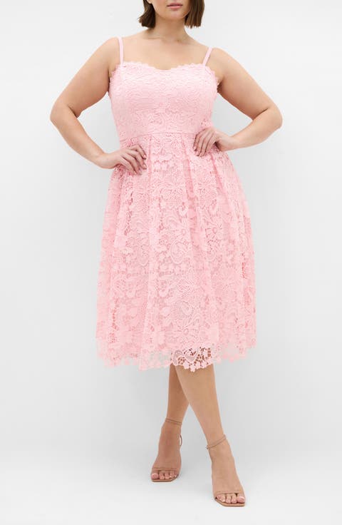Scarlet Lace Midi Dress (Plus)