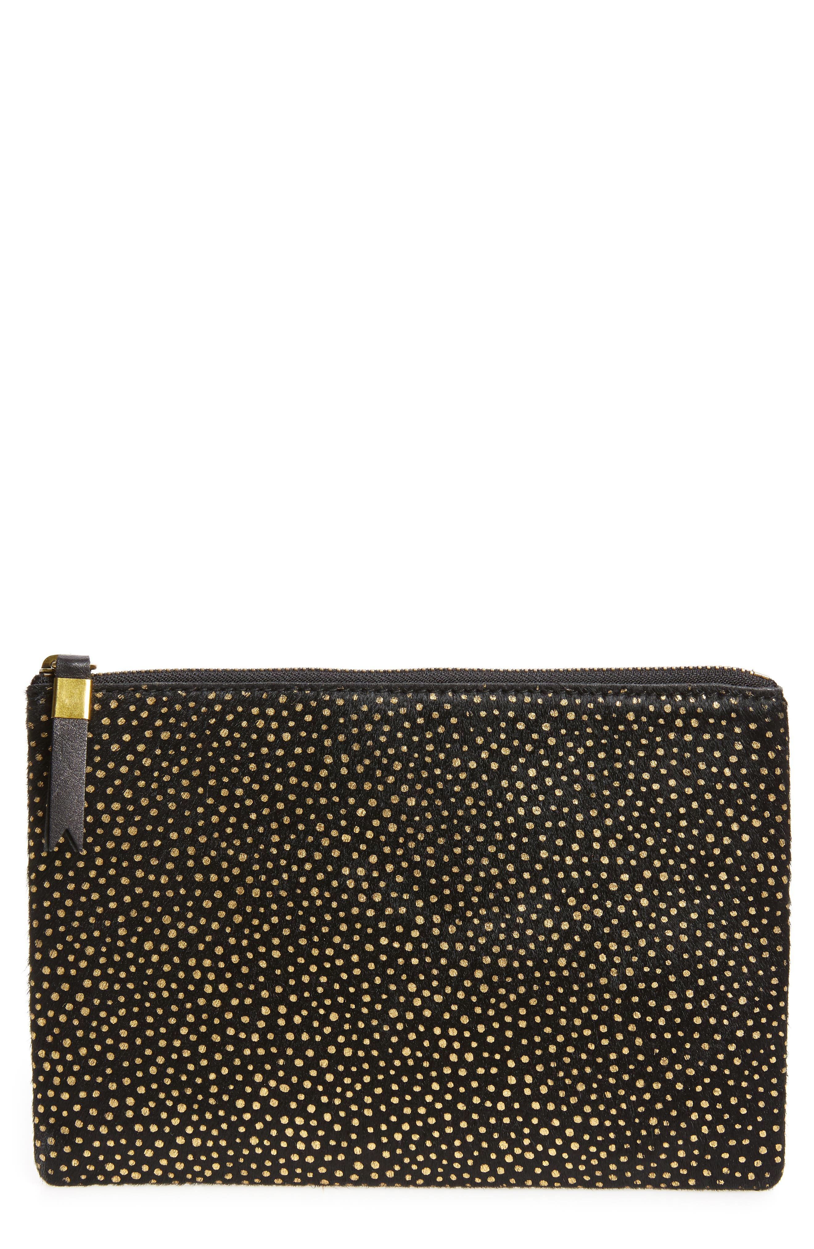 Madewell The Leather Pouch Clutch: Painted Leopard Genuine Calf Hair Edition, Main, color, 