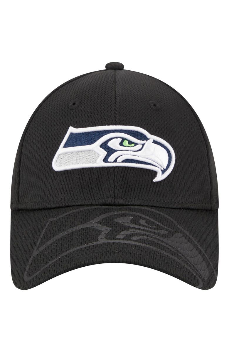New Era Men's New Era Black Seattle Seahawks Top Visor 9FORTY Adjustable Hat, Alternate, color,