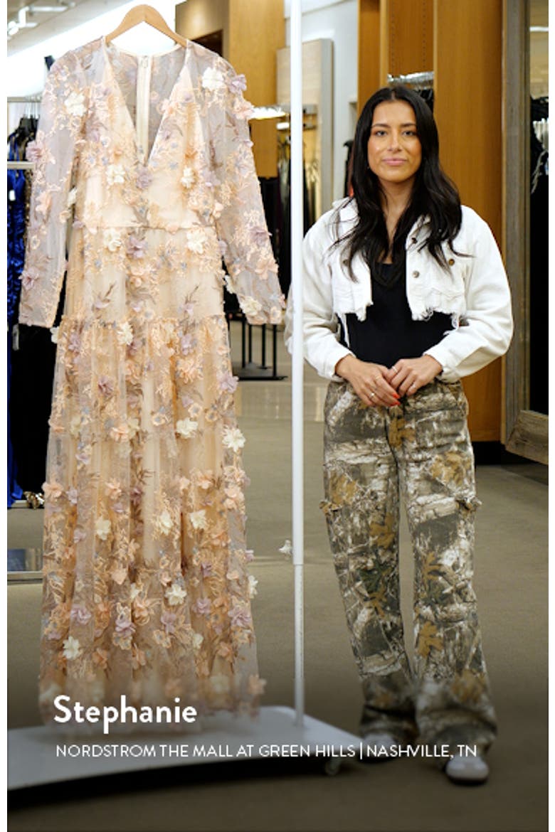 Angelina Floral Embroidery Long Sleeve Gown video