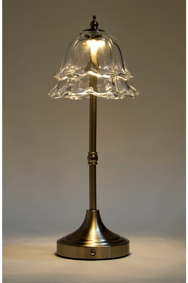 Floral Glass Shade Touch Table Lamp, Alternate, color, SILVER