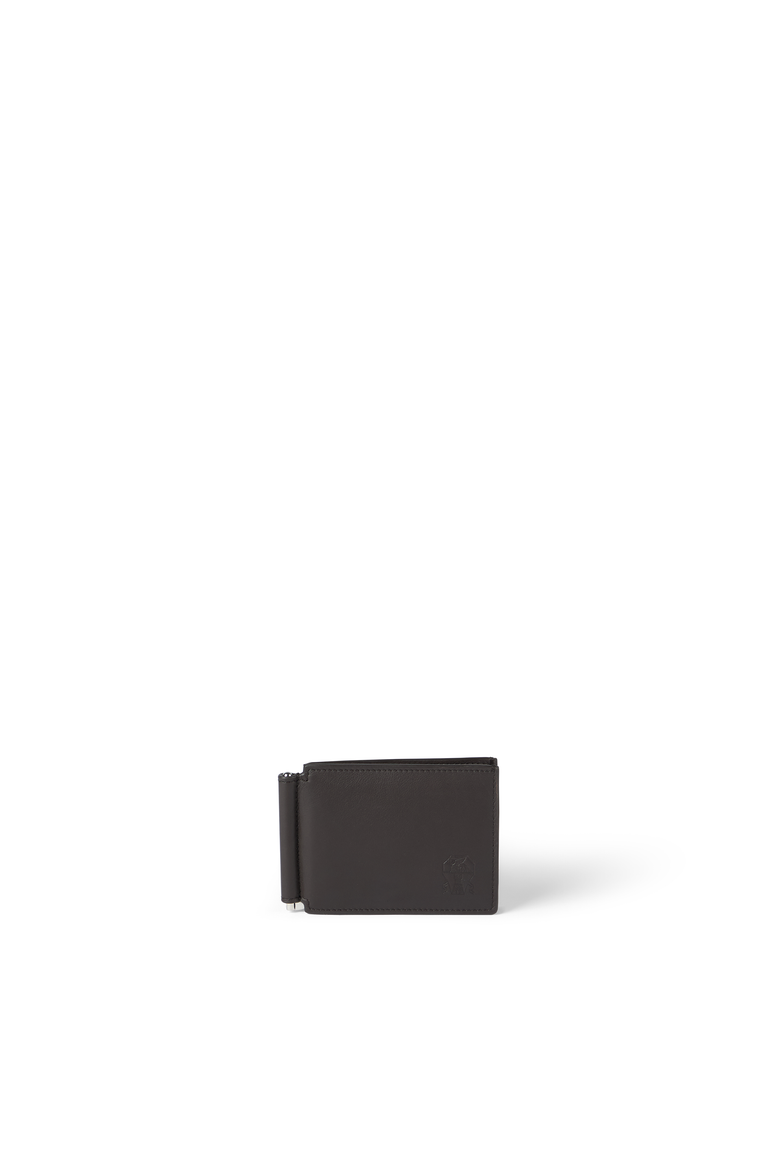Calfskin money clip wallet, Main, color, Chocolate