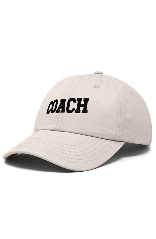 Dalix Coach Embroidered Sports Dad Cap In Beige
