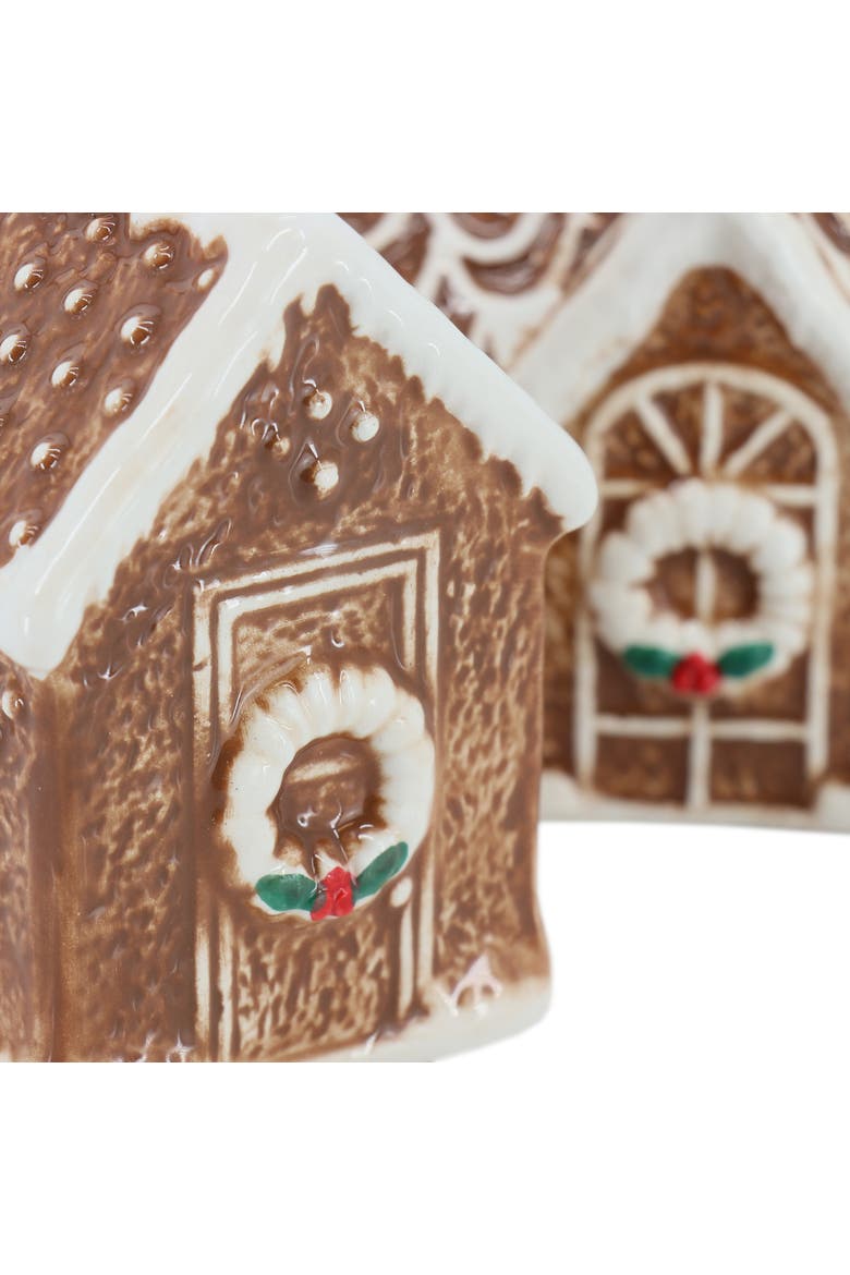 Ceramic Gingerbread House Salt and Pepper Shaker Set, Alternate, color, Brown