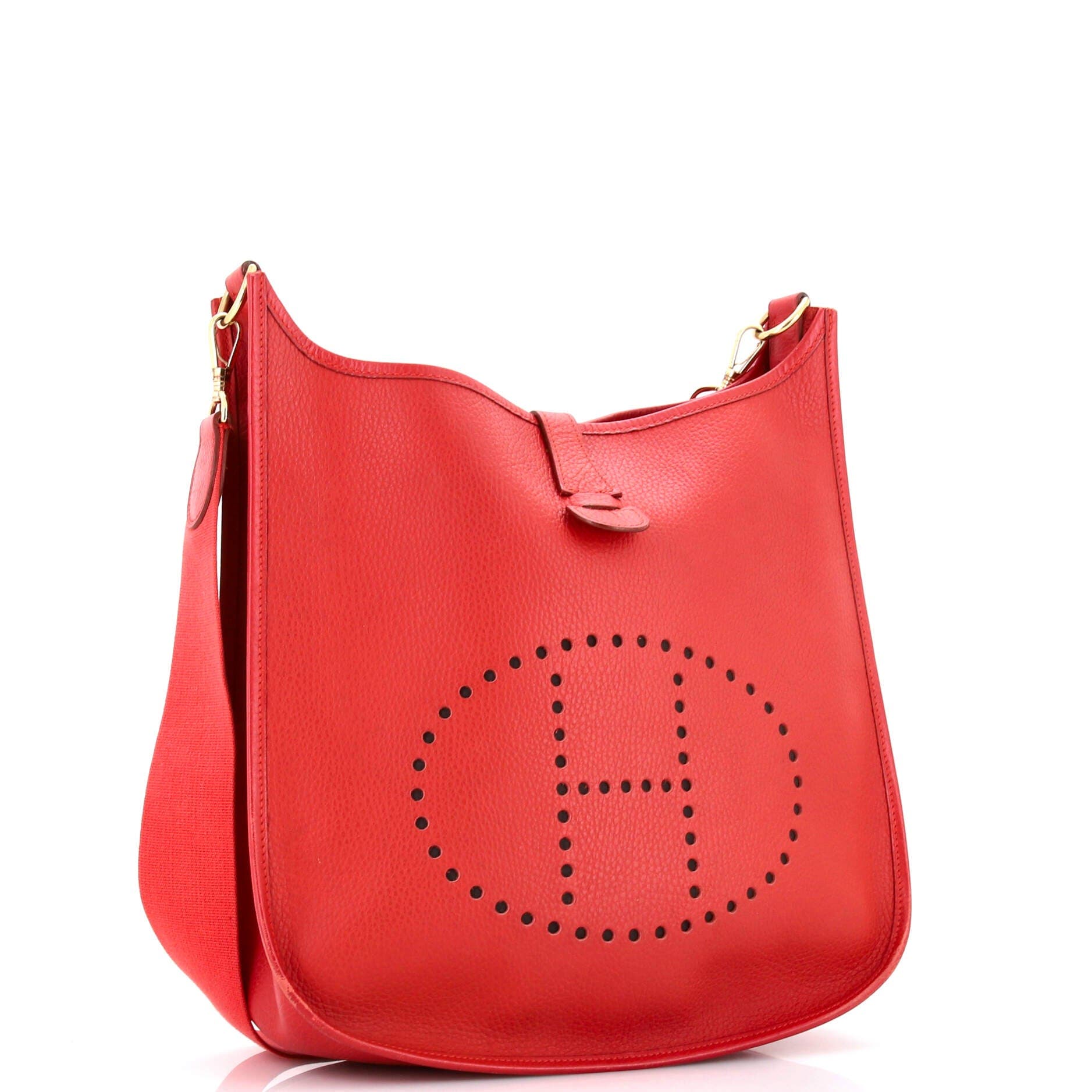 Pre-Owned Hermes Evelyne Bag Gen I Clemence GM, Alternate, color, Rouge Vif
