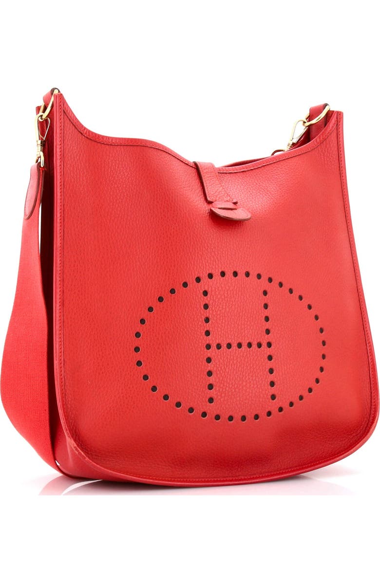Pre-Owned Hermes Evelyne Bag Gen I Clemence GM, Alternate, color, Rouge Vif