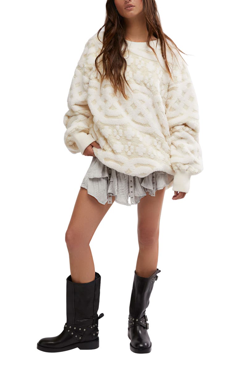 Free People Oversize Faux Fur Sweatshirt, Alternate, color, 