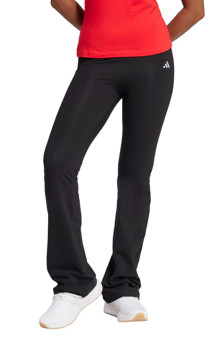 adidas Essentials Small Logo Flared Leggings, Main, color, Black/ White