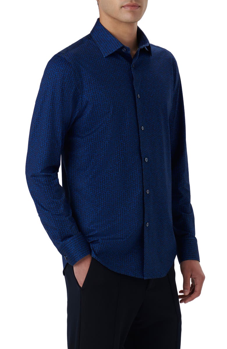 Bugatchi James OoohCotton<sup>®</sup> Floral Button-Up Shirt, Alternate, color, French Blue