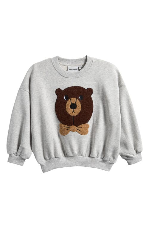 Mini Rodini Kids' Bear Organic Cotton Sweatshirt in Grey Melange  product