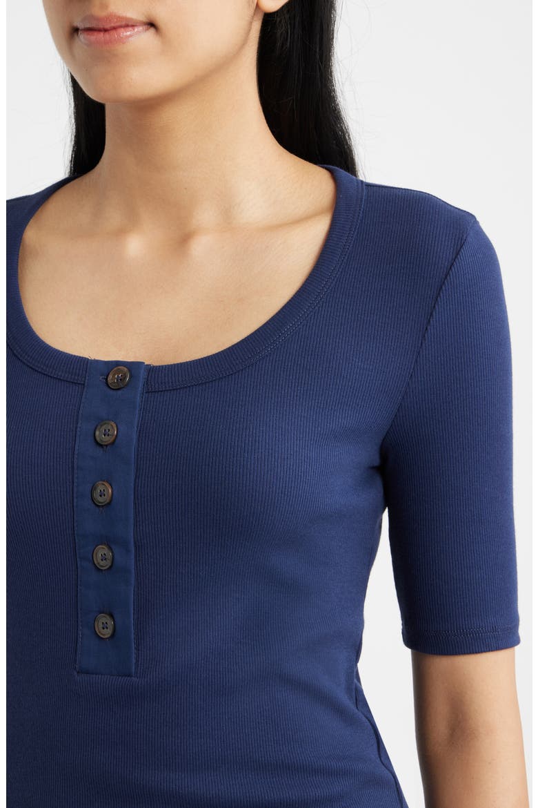Scoop Neck Henley Tee, Alternate, color, BLACK IRIS