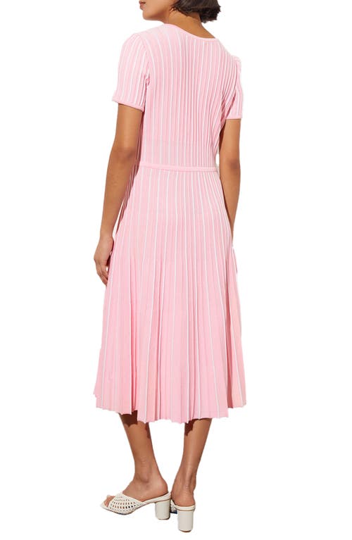 Shop Ming Wang Modern Fit Stripe A-line Knit Dress In Rose/white