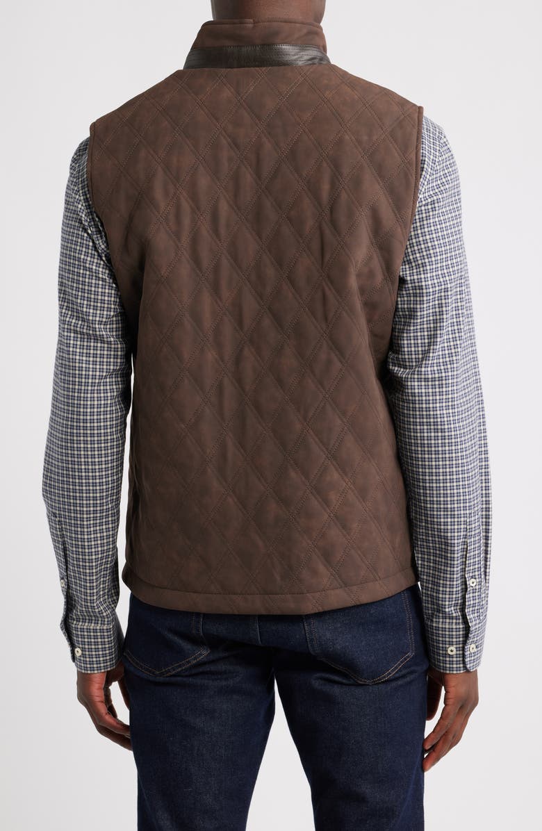 Johnston & Murphy Upton Quilted Reversible Vest, Alternate, color, Dark Brown/ Navy Plaid