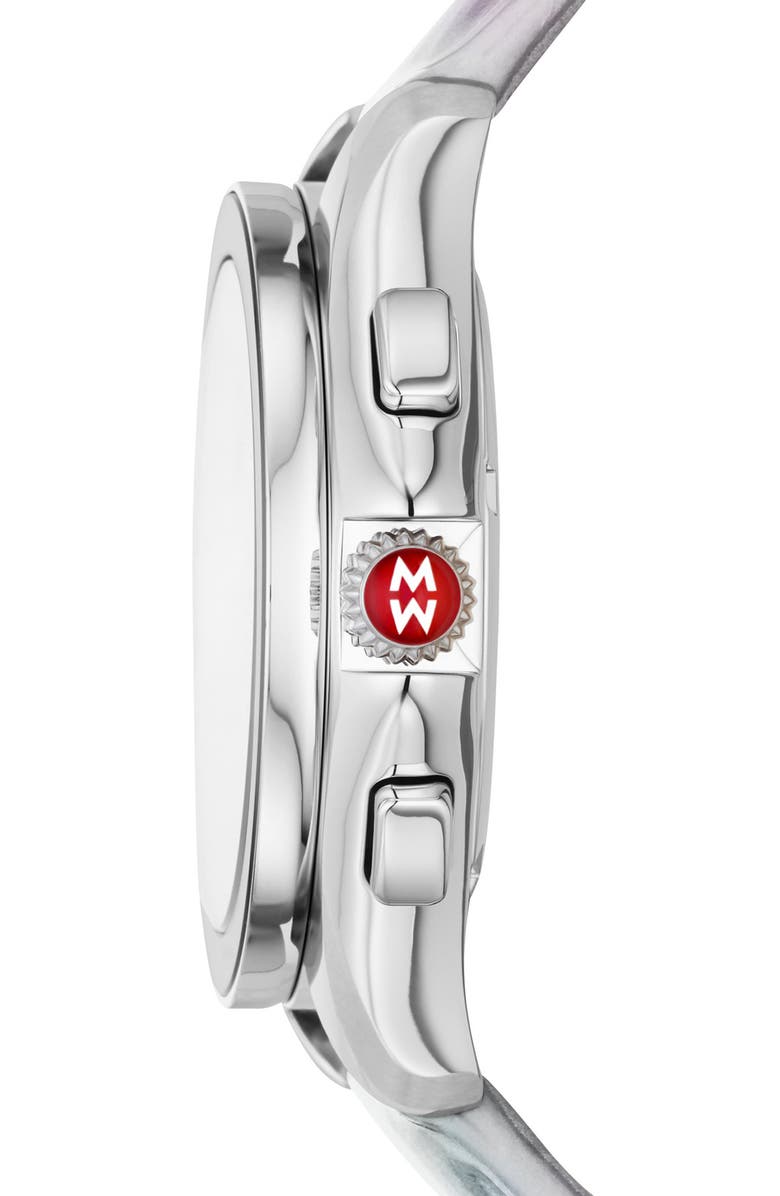 MICHELE Cape Topaz Dial Leather Strap Watch, 40mm, Alternate, color, 