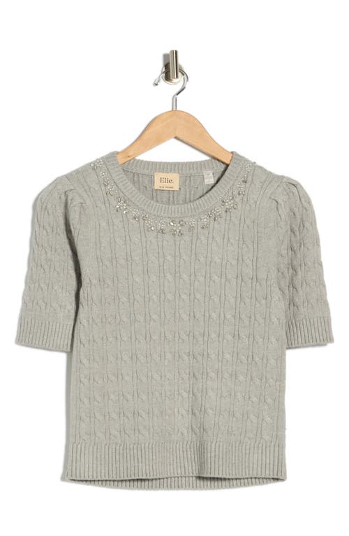 Elie Elie Tahari Jeweled Short Sleeve Sweater In Gray