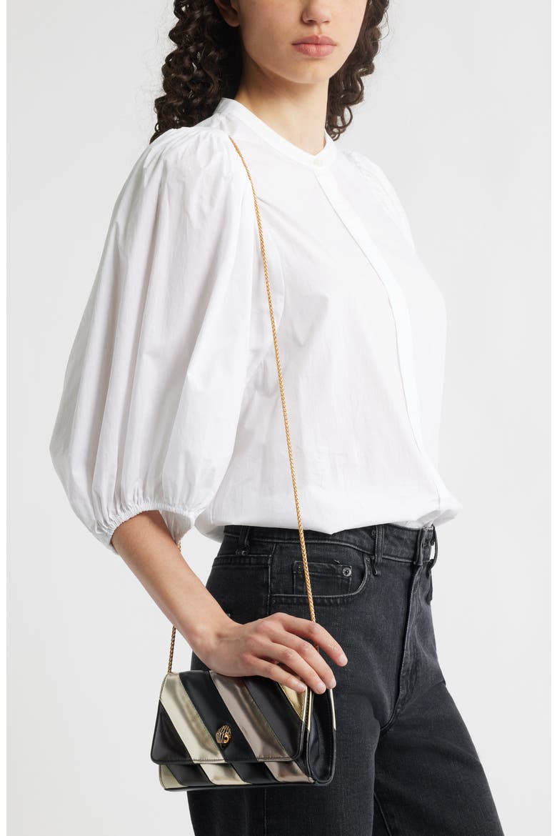 Mini Soho Metallic Leather Clutch (Nordstrom Exclusive), Alternate, color, OPEN GREY