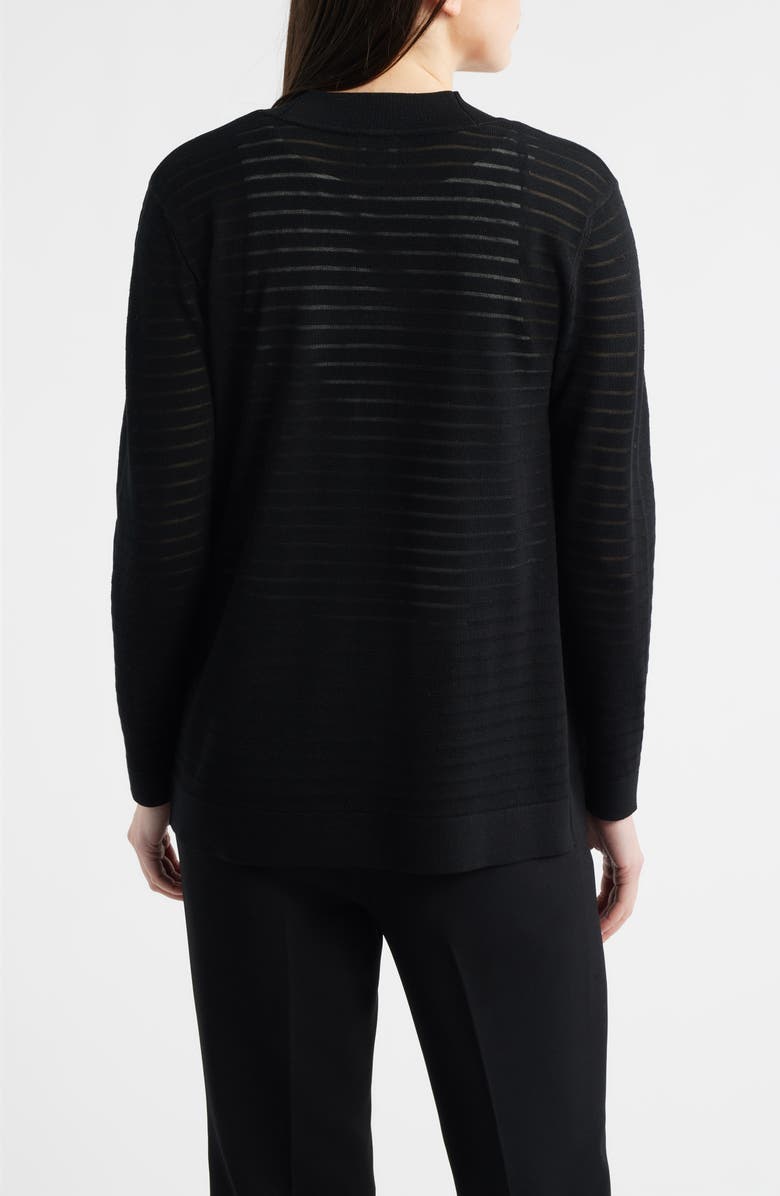 Anne Klein Sheer Stripe Open Front Cardigan, Alternate, color, Anne Black